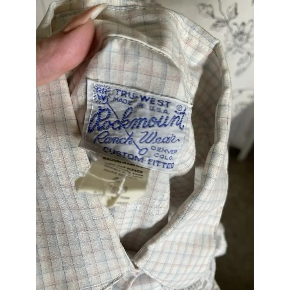 Vintage Rockmount Ranch Wear Womens Lace Pearl Snap Western Shirt Pastel Medium_4